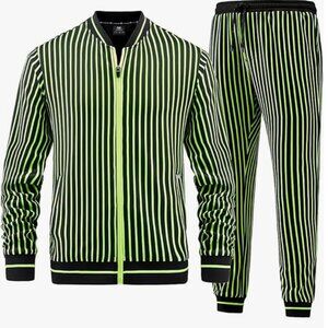 Two Piece Track Suit in Lime Green & Black (Jacket & Pants